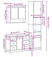 3-tlg. Badmöbel-Set Schwarz Holzwerkstoff