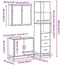 3-tlg. Badmöbel-Set Schwarz Holzwerkstoff