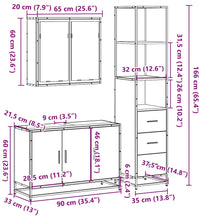 3-tlg. Badmöbel-Set Schwarz Holzwerkstoff