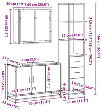 3-tlg. Badmöbel-Set Sonoma-Eiche Holzwerkstoff