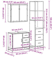 3-tlg. Badmöbel-Set Schwarz Holzwerkstoff