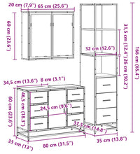 3-tlg. Badmöbel-Set Schwarz Holzwerkstoff