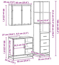 3-tlg. Badmöbel-Set Schwarz Holzwerkstoff