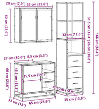 3-tlg. Badmöbel-Set Räuchereiche Holzwerkstoff