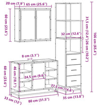 3-tlg. Badmöbel-Set Schwarz Holzwerkstoff