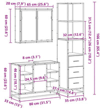 3-tlg. Badmöbel-Set Grau Sonoma Holzwerkstoff