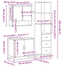 3-tlg. Badmöbel-Set Schwarz Holzwerkstoff