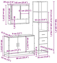 3-tlg. Badmöbel-Set Sonoma-Eiche Holzwerkstoff