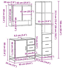 3-tlg. Badmöbel-Set Schwarz Holzwerkstoff