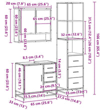 3-tlg. Badmöbel-Set Sonoma-Eiche Holzwerkstoff