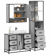 3-tlg. Badmöbel-Set Grau Sonoma Holzwerkstoff