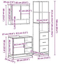 3-tlg. Badmöbel-Set Schwarz Holzwerkstoff