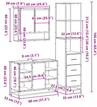 3-tlg. Badmöbel-Set Grau Sonoma Holzwerkstoff