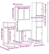 4-tlg. Badmöbel-Set Schwarz Holzwerkstoff