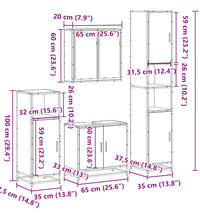 4-tlg. Badmöbel-Set Grau Sonoma Holzwerkstoff