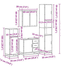 4-tlg. Badmöbel-Set Grau Sonoma Holzwerkstoff