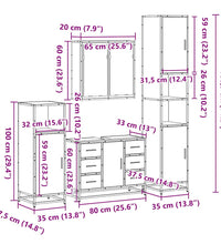 4-tlg. Badmöbel-Set Schwarz Holzwerkstoff