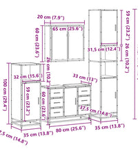 4-tlg. Badmöbel-Set Sonoma-Eiche Holzwerkstoff