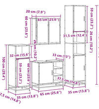 4-tlg. Badmöbel-Set Schwarz Holzwerkstoff