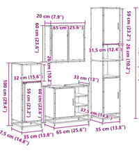 4-tlg. Badmöbel-Set Sonoma-Eiche Holzwerkstoff