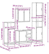 4-tlg. Badmöbel-Set Räuchereiche Holzwerkstoff