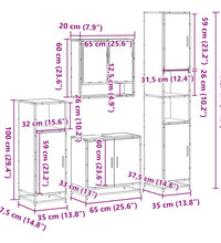 4-tlg. Badmöbel-Set Grau Sonoma Holzwerkstoff