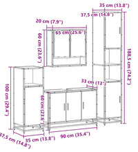 4-tlg. Badmöbel-Set Schwarz Holzwerkstoff