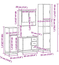 4-tlg. Badmöbel-Set Schwarz Holzwerkstoff