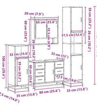 4-tlg. Badmöbel-Set Schwarz Holzwerkstoff