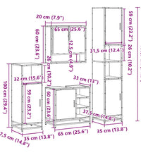 4-tlg. Badmöbel-Set Schwarz Holzwerkstoff