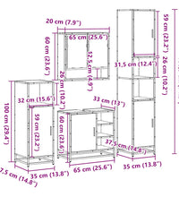 4-tlg. Badmöbel-Set Grau Sonoma Holzwerkstoff