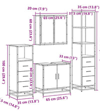 4-tlg. Badmöbel-Set Schwarz Holzwerkstoff