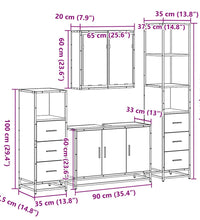 4-tlg. Badmöbel-Set Räuchereiche Holzwerkstoff