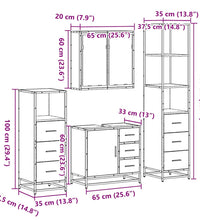 4-tlg. Badmöbel-Set Schwarz Holzwerkstoff