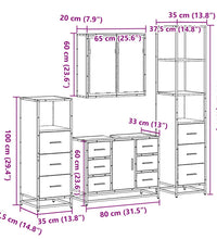 4-tlg. Badmöbel-Set Schwarz Holzwerkstoff