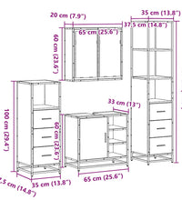 4-tlg. Badmöbel-Set Schwarz Holzwerkstoff