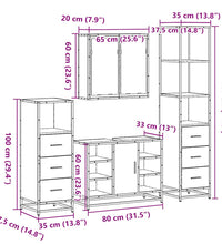 4-tlg. Badmöbel-Set Grau Sonoma Holzwerkstoff