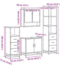 4-tlg. Badmöbel-Set Schwarz Holzwerkstoff