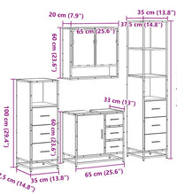 4-tlg. Badmöbel-Set Schwarz Holzwerkstoff