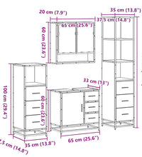 4-tlg. Badmöbel-Set Sonoma-Eiche Holzwerkstoff