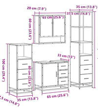 4-tlg. Badmöbel-Set Braun Eichen-Optik Holzwerkstoff