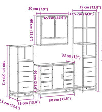 4-tlg. Badmöbel-Set Sonoma-Eiche Holzwerkstoff