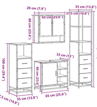 4-tlg. Badmöbel-Set Räuchereiche Holzwerkstoff