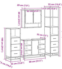 4-tlg. Badmöbel-Set Schwarz Holzwerkstoff