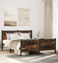 Metallbett ohne Matratze Räuchereiche 140x190 cm