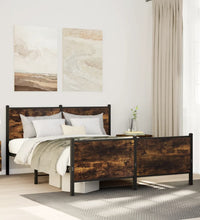 Metallbett ohne Matratze Räuchereiche 140x200 cm