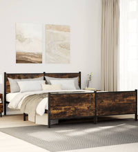 Metallbett ohne Matratze Räuchereiche 193x203 cm