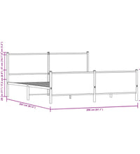 Metallbett ohne Matratze Räuchereiche 200x200 cm