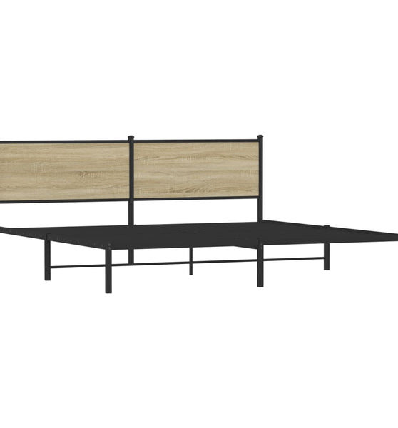 Metallbett ohne Matratze Sonoma-Eiche 200x200 cm