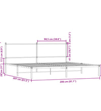 Metallbett ohne Matratze Sonoma-Eiche 200x200 cm